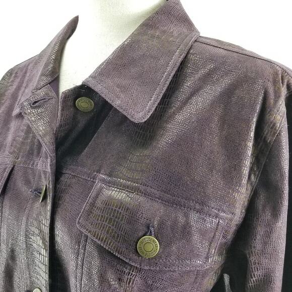 Erin London Purple Snake Print Light Jacket Suede Feel Very Nice! Size M - Picture 2 of 8